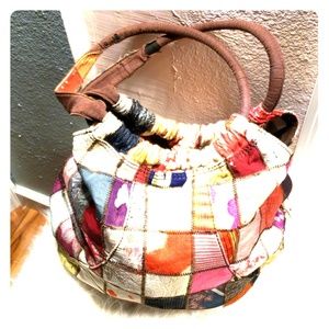 VINTAGE LUCKY BRAND silk patchwork bag